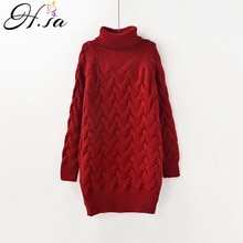 H.SA Women Sweaters long Turtleneck Knitted Pullover and Jumpers Fall Winter Warm Casual Pullover Sweaters Pull femme hiver