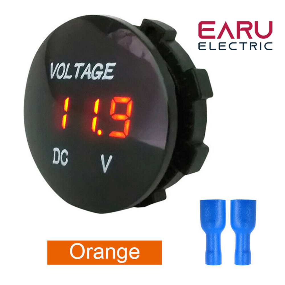 DC 5V-48V LED Mini Runde Wasserdichte Motorboot Motorrad Tafel Digital Voltmeter Tester Monitor Anzeige Voltmeter: Weiß