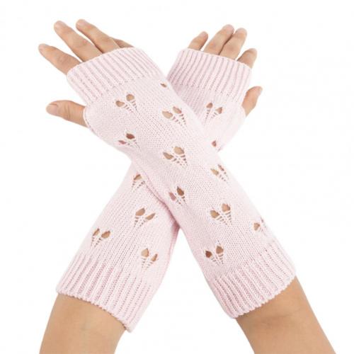 Paire de gants de poignet, 1 paire, cœur creux, résistant à l'usure, , Jacquard, cœur, sans doigts: Pink