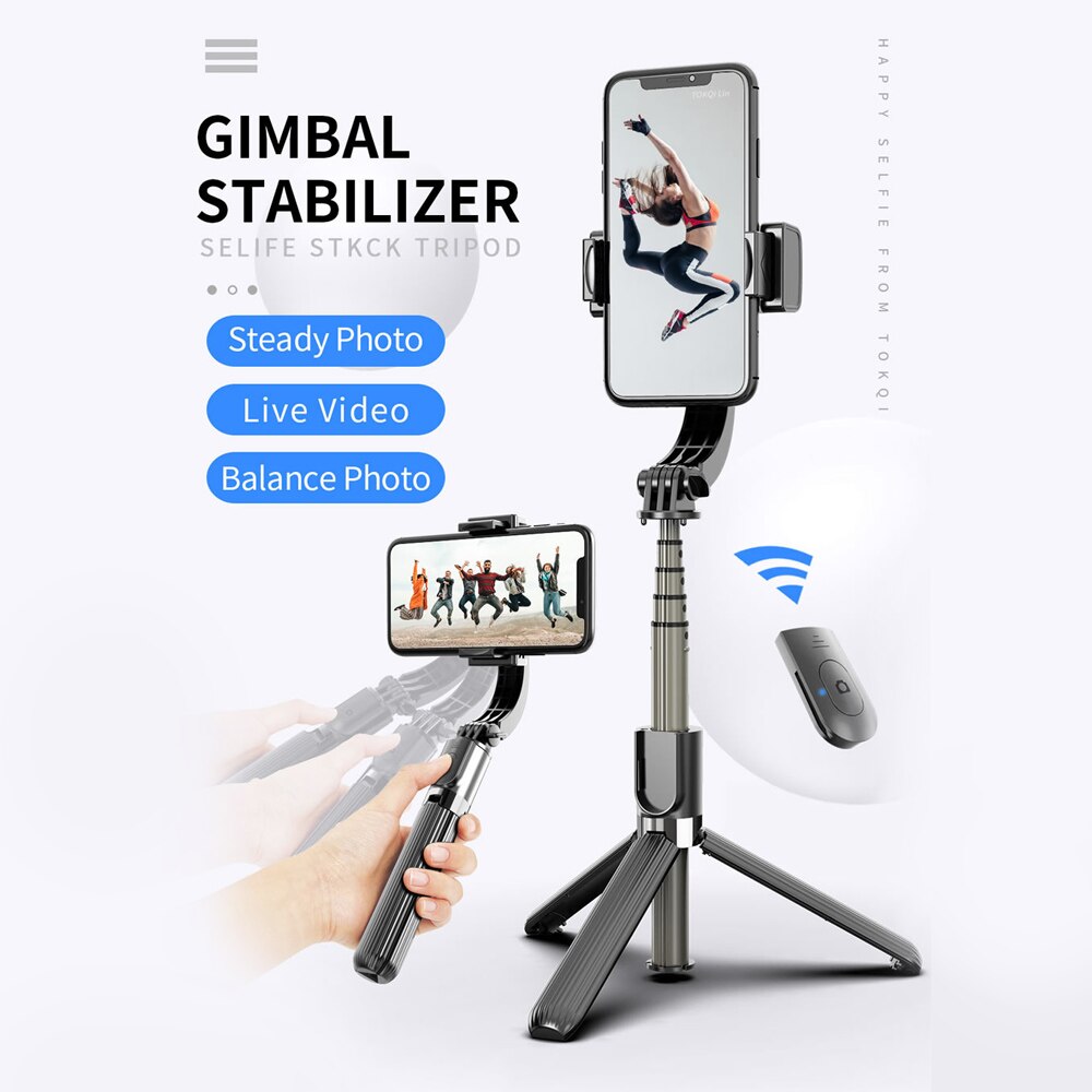 Gimbal Stabilizer Selfie Stick - L08 - Aluminum Alloy - Foldable - Bluetooth 4.0 - for Smartphones