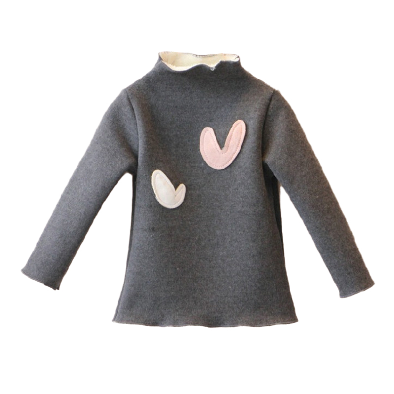 Winter Baby Meisjes Lange mouwen O-hals Liefde Hart T-shirt Dieptepunt Shirt Katoen kinderen Lange mouwen t-shirt: Beige / 4-5Y