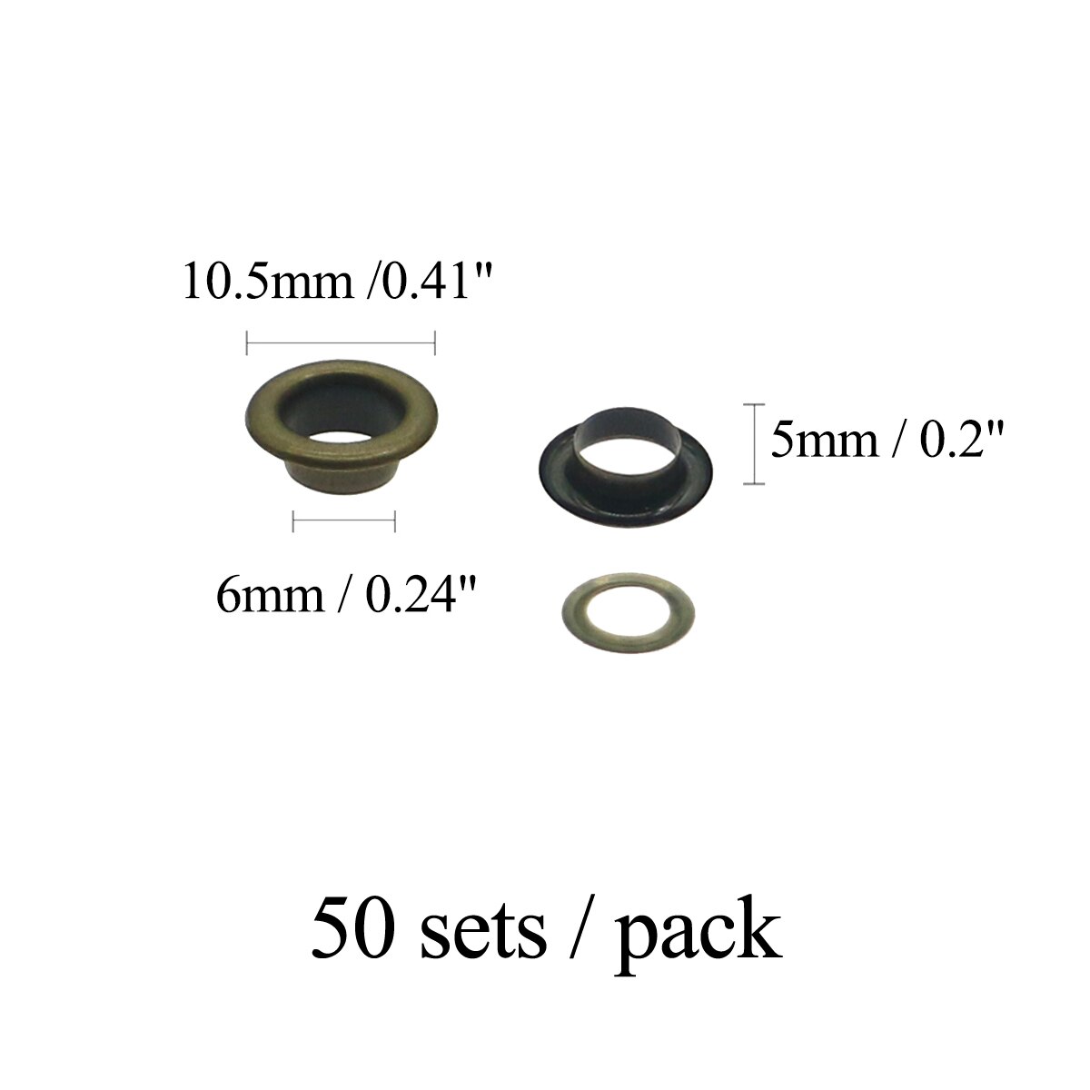 Produkter tyllesæt tyller øjer med kobber, drømmefarve og kobberagtig  (1/5 1/4 1/3 tommer indvendig diameter) tilbehør: 6mm bronze 50 sæt
