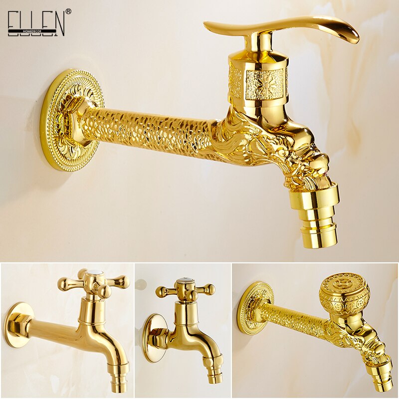 Golden Washing Machine Crane Decorative Outdoor Faucet Garden Bibcock Tap mop Faucet