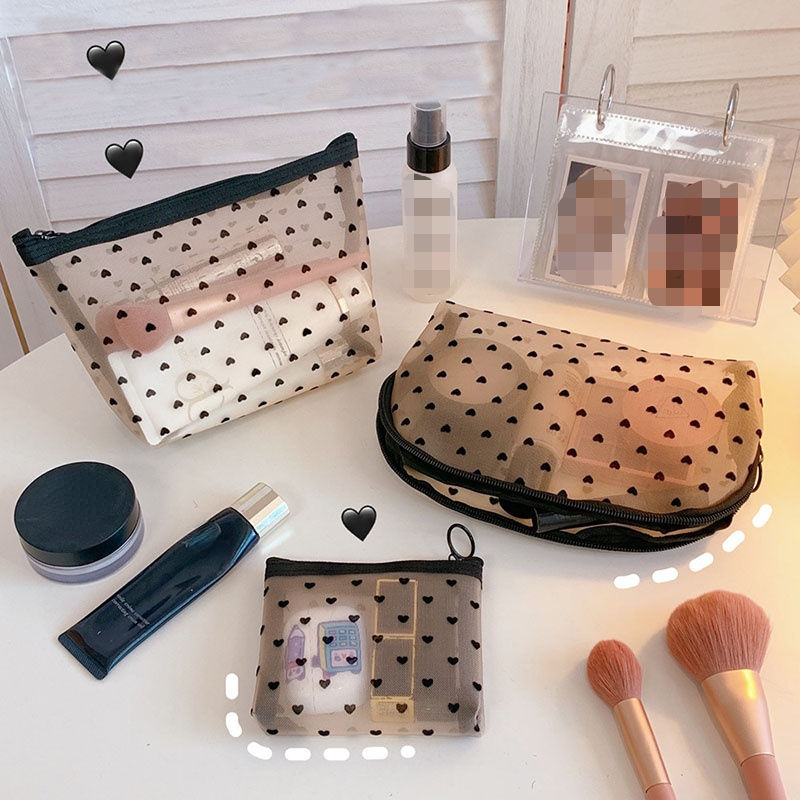 Makeup Bags Women Transparent Mesh Balck Cosmetics Case Cosmetic Brushes Tools Storage Bag Travel Toiletry Organizer Pouch