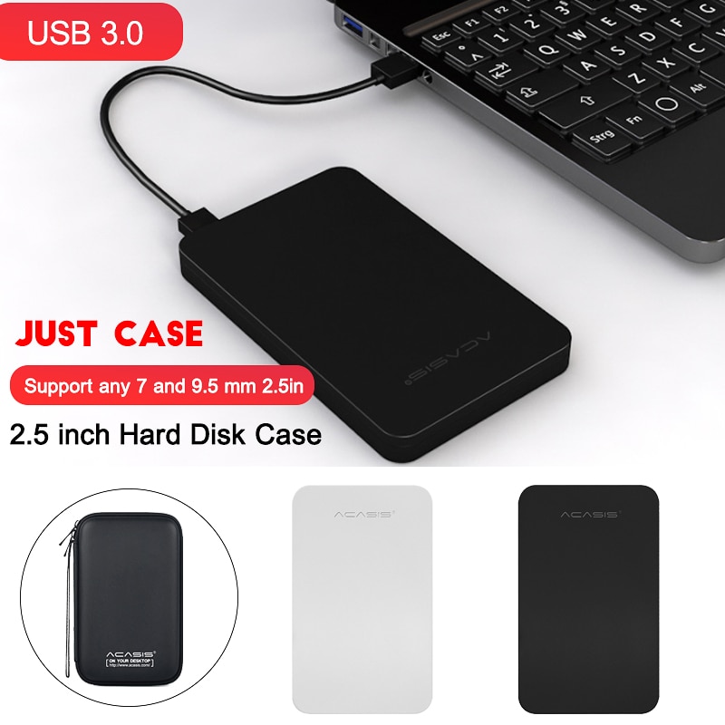 2.5" USB 3.0 Data Transfer Hard Drive ABS Enclosure Slim External Case Portable Hard Drive Disk Box 5TB for HSS SDD Black White