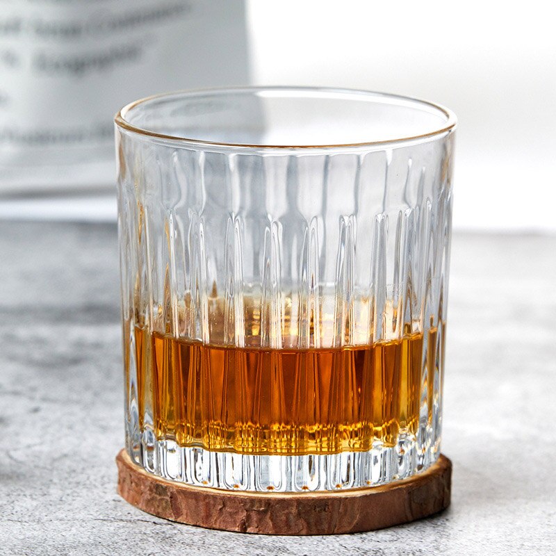 320ml Classical Transparent Vertical Pattern Whiskey Wine Glass Ice Coffee Cup