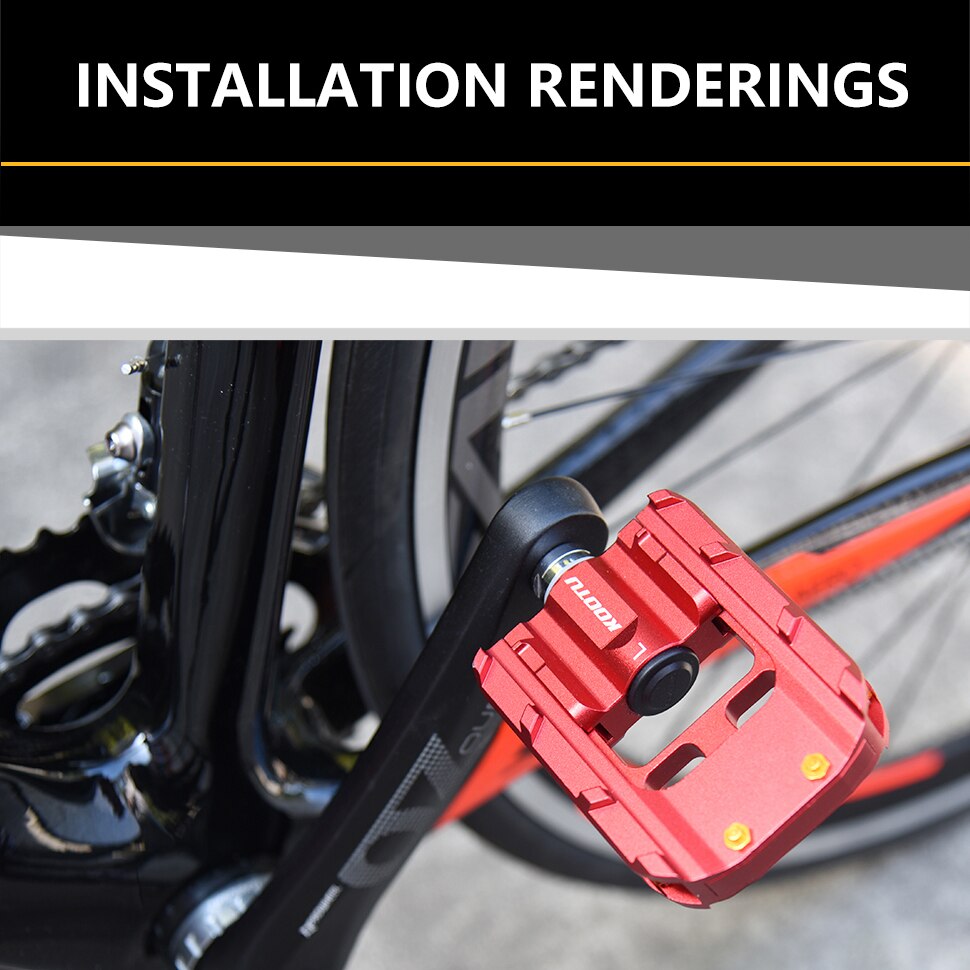Pedales de bicicleta plegables KOOTU, Pedal de bicicleta de aluminio completo 9/16, Pedal plegable Universal, Pedal de rodamiento con sello rojo/plateado para Bmx