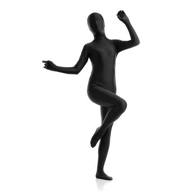 Leotardos para el cuerpo Unisex para hombre y mujer, traje elástico de Spandex, disfraz de Cosplay negro, traje de hombre que desaparece para de Halloween