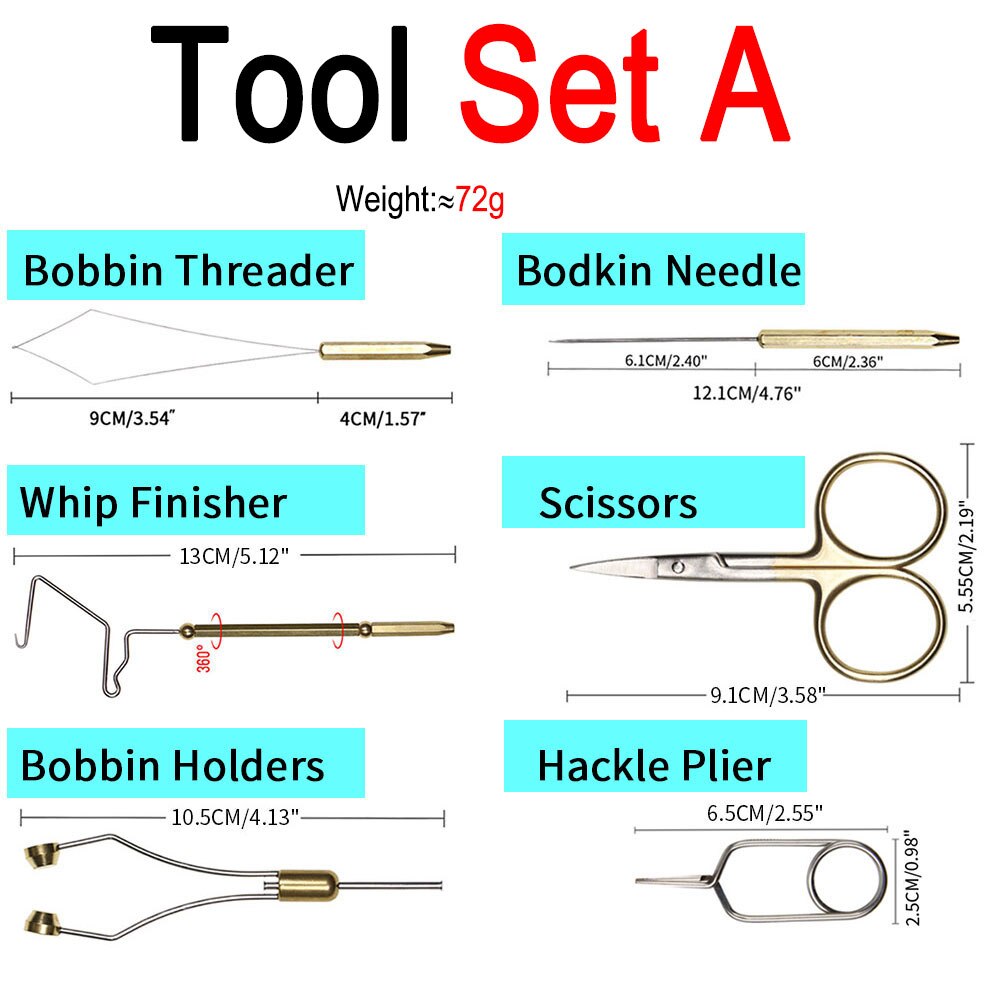 Vampfly C-Clamp Fly Tying Vise Hardened Steel Jaws 70D Fly Tying Thread Fly Tying Tool Kit-Bobbin Holder/Threader Whip Finisher: Tool Set A