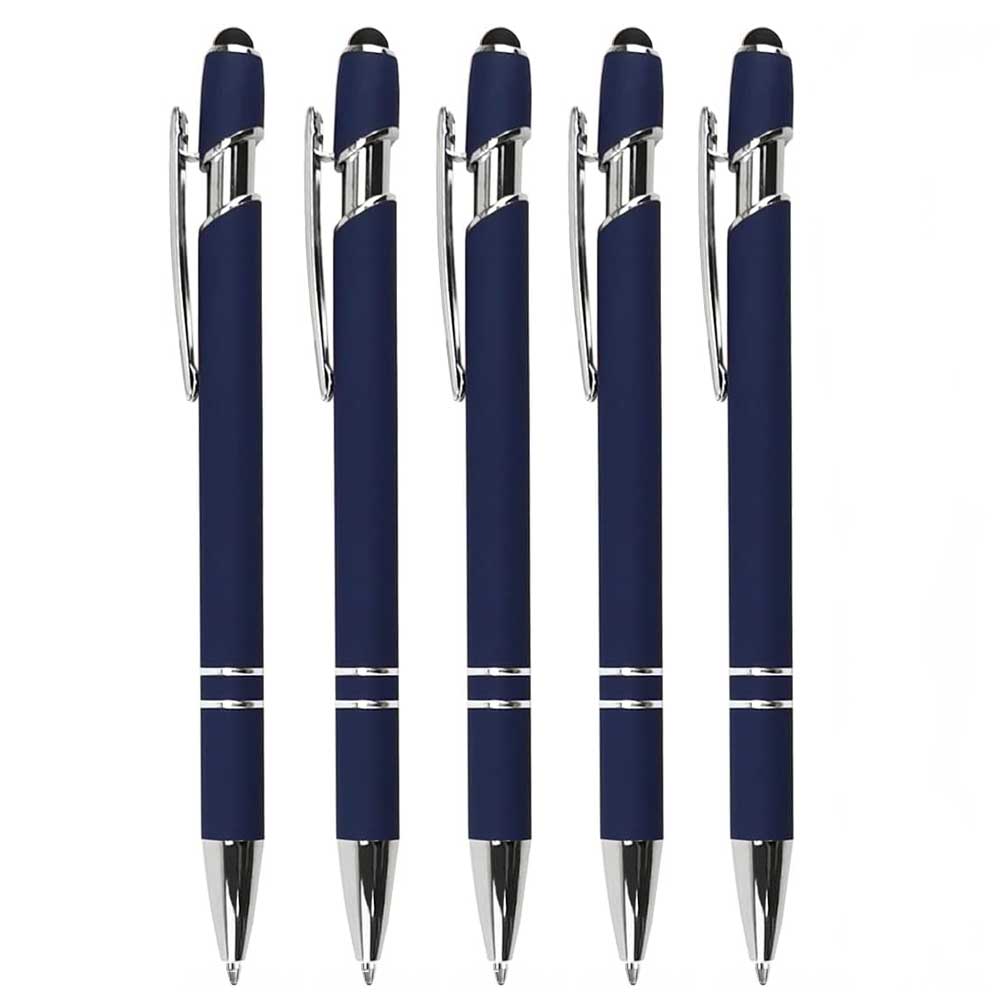 Bolígrafo de 5-10 piezas con punta para lápiz óptico, metal, bolígrafo con lápiz óptico 2 en 1, tinta negra de 1,0 mm para teléfono inteligente, tableta: Morado
