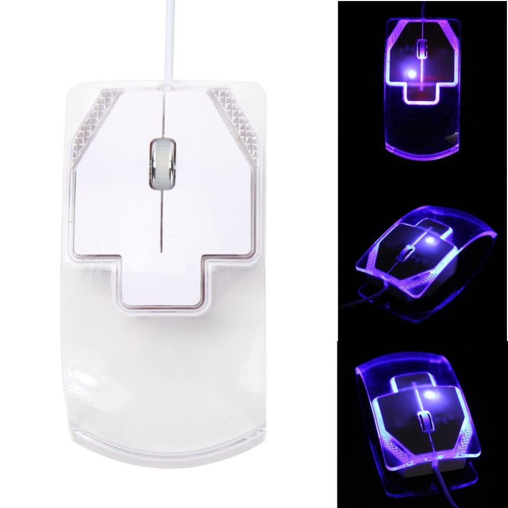 Clear Computer Mouse 1000DPI Optical LED Blue Light Transparent Wired USB Mouse Mice for PC Laptop Desktop