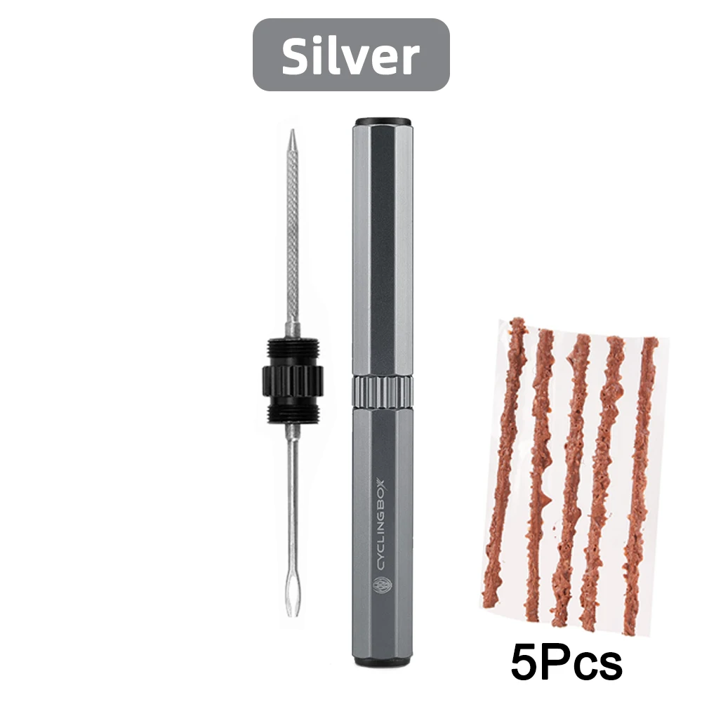 Fahrrad schlauchlos Reifen Reparatur Werkzeug Bausatz Mini MTB Rennrad Reifen Stecker Punktion Flache Fix Patch Bohrer Tragbare Dichtstoff Gummi Streifen: Schwarz