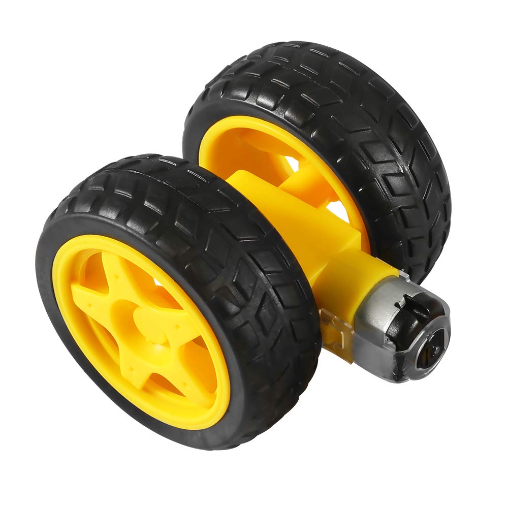 Motor TT + rueda de 65mm DC 3-6V 130, Motor de engranaje con rueda para Arduino Smart Car Robot chasis inteligente de coche, cuatro unidades