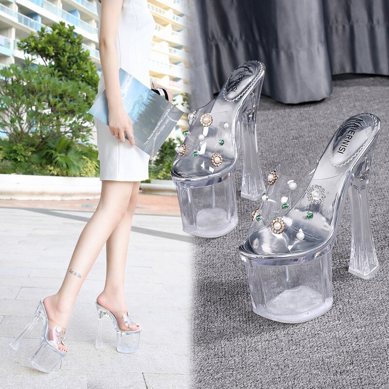 Sandalias de Club nocturno Mclubgirl de 18 Cm para mujer, zapatos de Club nocturno para mujer, zapatos de con tacón súper alto, zapatos de cristal WZ