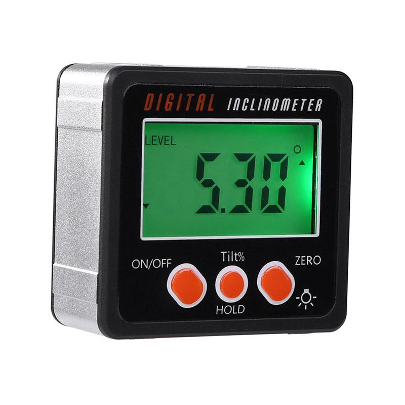 Mini LCD Protractor Digital Inclinometer 4x90 D Digital Level Box Angle Gauge Meter Magnets Base Measuring tool