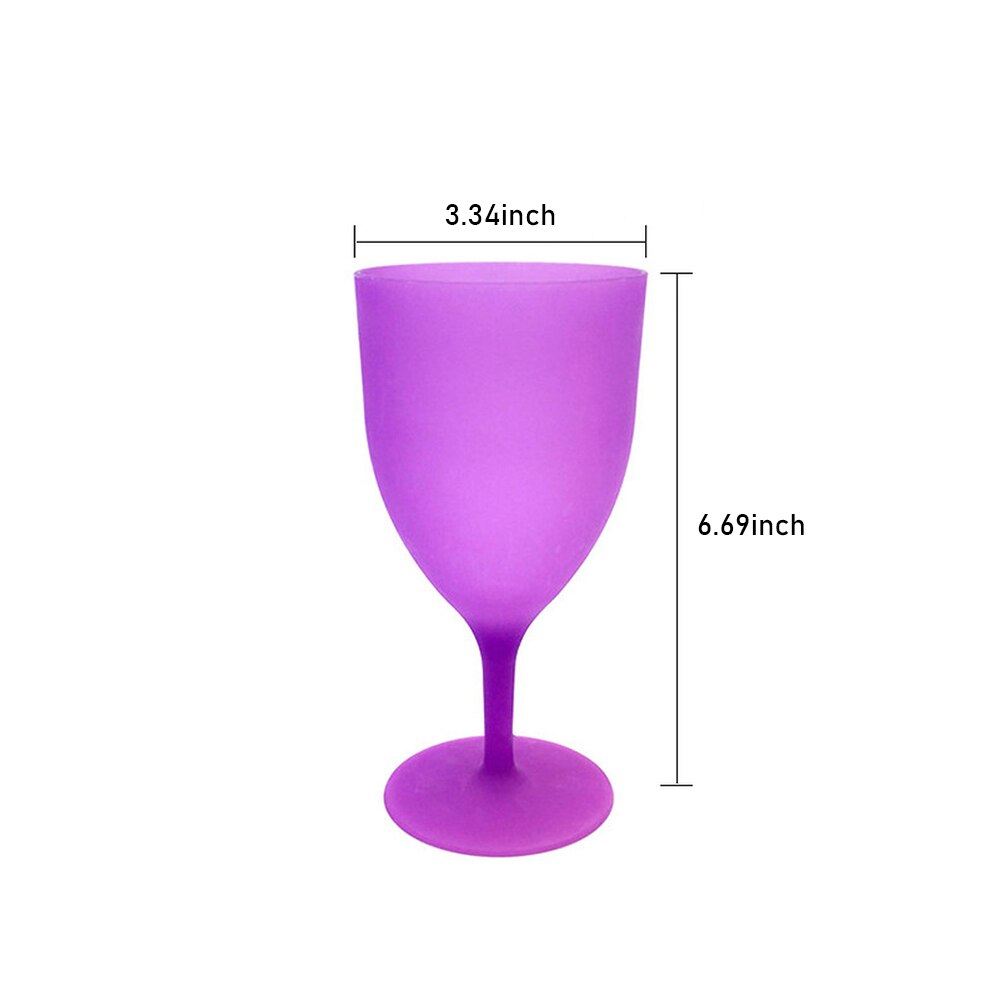 6PCS 300ML Plastic Wine Glass Goblet Cocktail Champagne Cup Colorful Frosted Glass For Party Picnic Bar Beer Whiskey Drink Cup