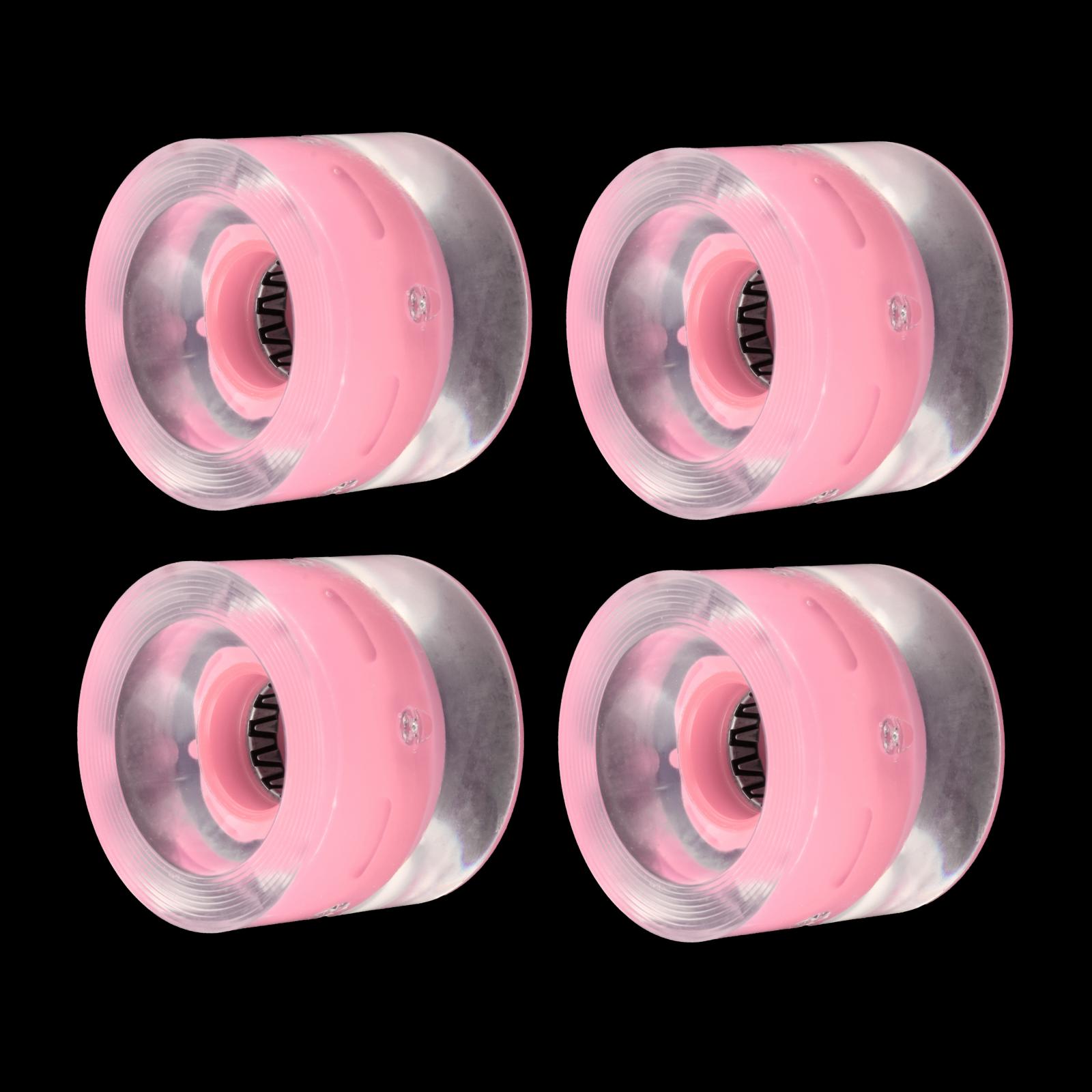 Roues de Longboard 4x60mm pour Skateboard, éclairage clignotant, remplacement de roue en PU, roues de dureté 78A: Pink