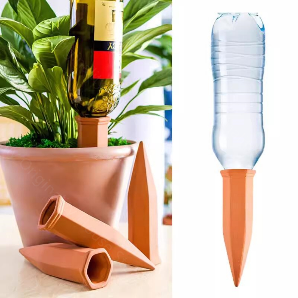 Plant Self-Watering Stake Garden Terracotta Water Dripper Spike Cone Shaped Clay Auto-Water Irrigation System For Indoor/Outdoor