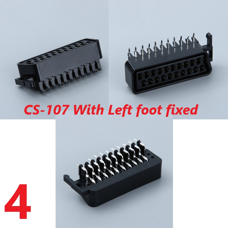 Scart 21pin broom head connector Socket set-top box STB with shield screw holes