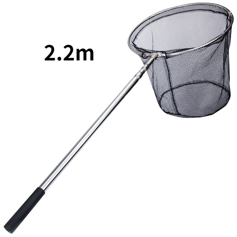Collapsible Fishing Nets Stainless Steel Fishing Tools Small Mesh Foldable Landing Net Pole Casting Network Trap: 2.2m