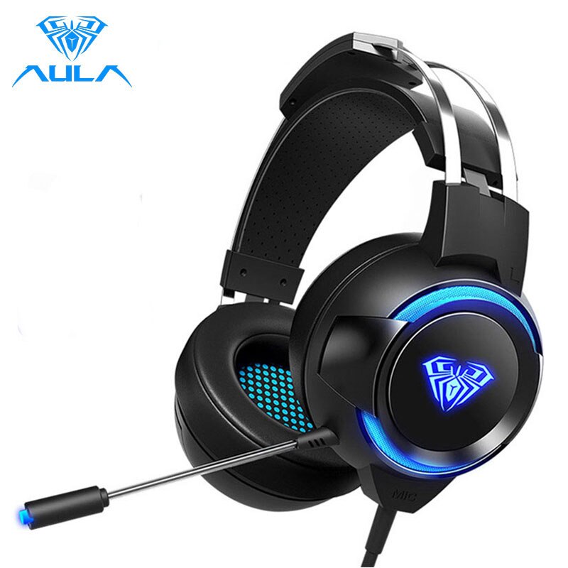Aula G91 Wired Gaming Headset Hoofdtelefoon 4D Surround Sound Led Licht Deep Bass Stereo Oortelefoon Met Microfoon Voor Pc Computer PS4 Gamer