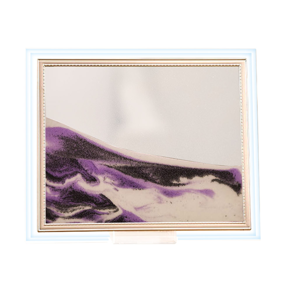3D Dynamic Flowing Grit Sand Painting Transparent Glass Frame Drawing Landscape L9 #2: Purple 10 Inch