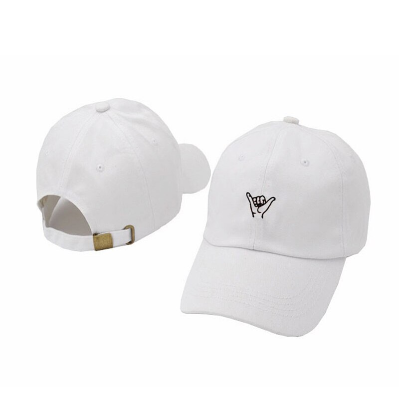 finger embroidery baseball cap cotton outdoor wild dad hat summer sunshade golf hats sports casual caps: White