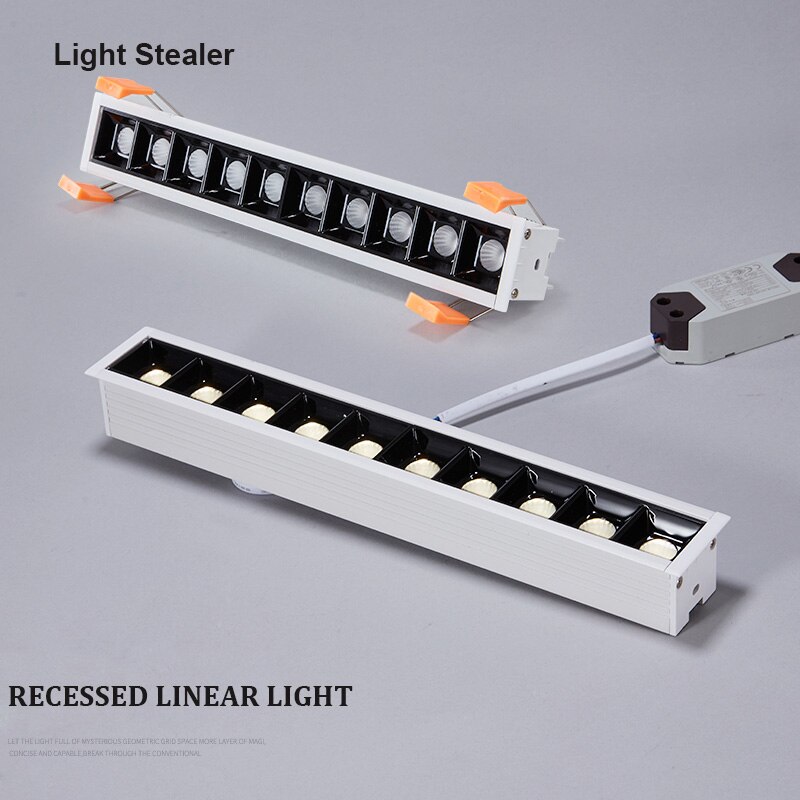 LED Recessed Linear Light Office Room Exhibition Hall AC85-265V 5W 10W 20W Anti-Glare Grille Line Spotlights