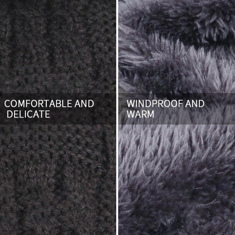 Conjunto de gorros de lana de Coral para hombre, bufanda cálida y transpirable, gorro de punto de lana con letras, gorro de doble capa, para invierno, Uds.