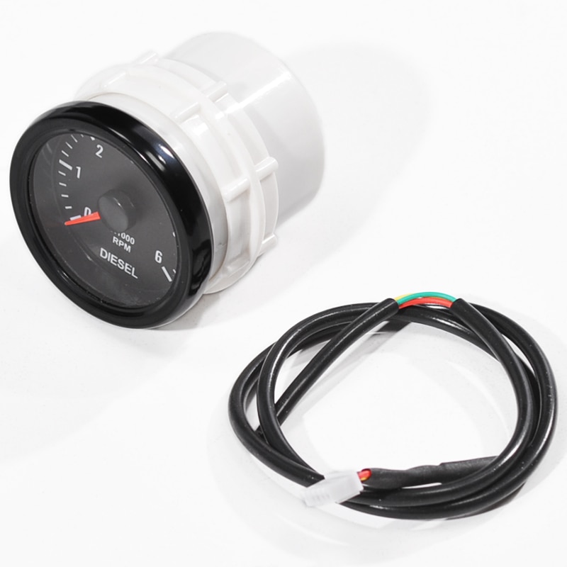 Tacómetro eléctrico blanco para Motor diésel, accesorios para coche, 52mm, 0-6000 RPM (en el salpicadero)