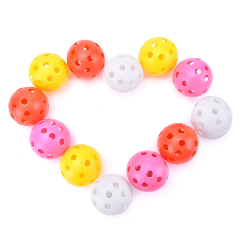 20Pcs/set Plastic Golf Balls Whiffle Airflow Hollow Golf Practice Training Sports Balls Random Color