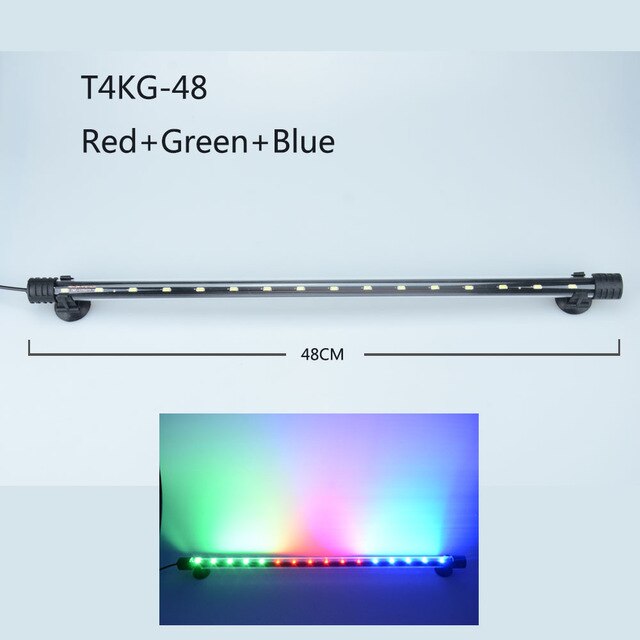 Luz LED impermeable para acuario, lámpara de pecera subacuática, decoración de acuarios, iluminación de plantas de 18-48CM, 220-240V, chip 5050: 48cm RGB