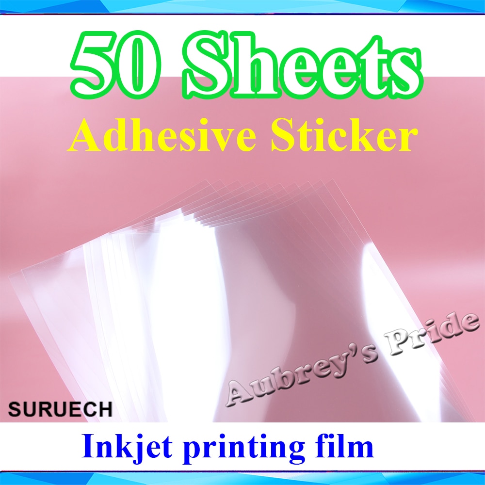 50Stck Klebstoff Kleber Aufkleber A4 Größe Transparenz Klar Neue (297x210mm) nur für Inkjet Drucker Druck Film