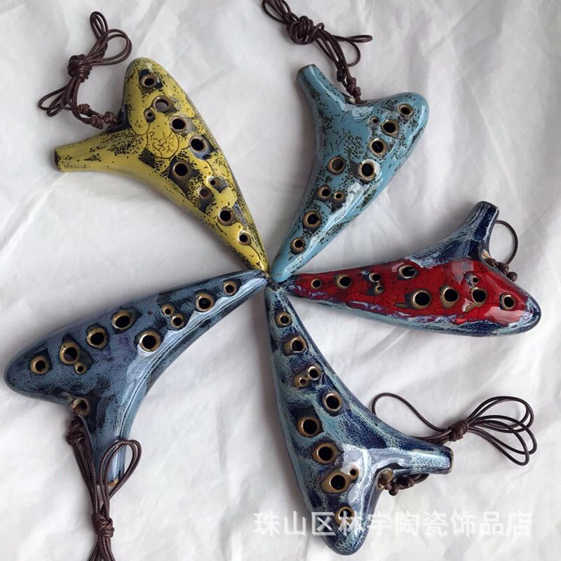 Chinese style classic 12 Hole Ocarina Ethnic Bagpipe Accessories Textbook Ocarina Crafts Retro Porcelain ocarina 12