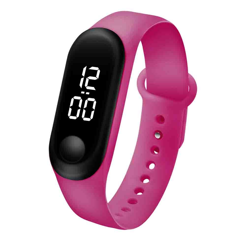 Herreklokke sportsklokke ledet elektronisk sport digital reloj armbåndsur godterifarge silikonklokker til menn relogios masculinos: M3w- roser