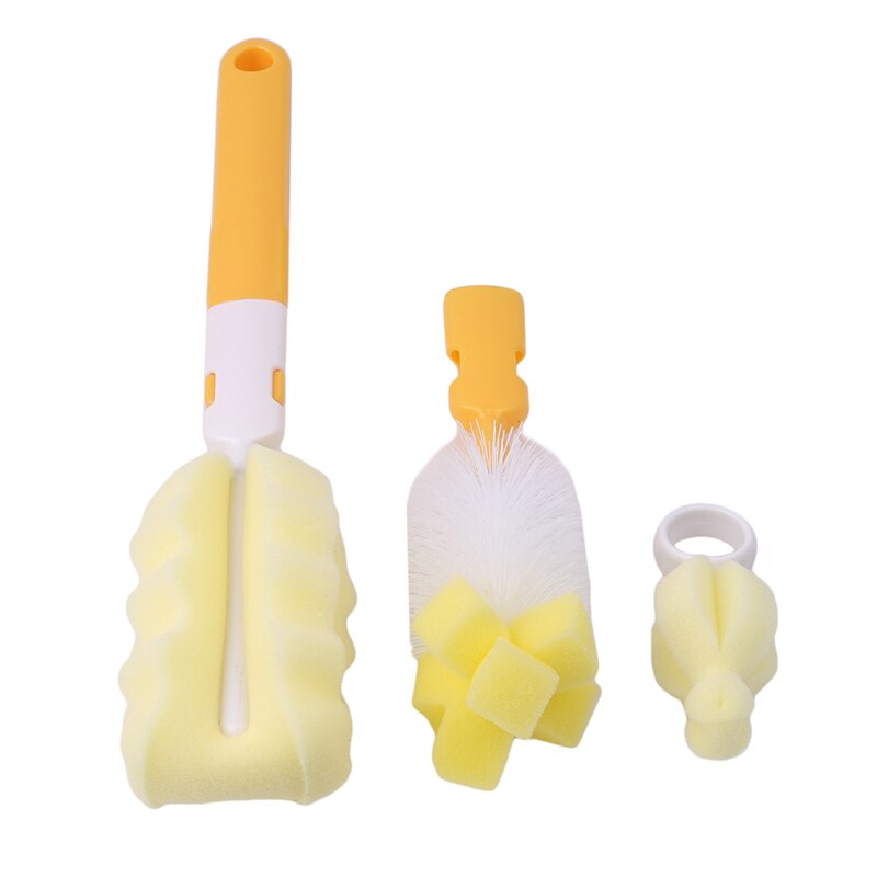 5pcs/Set Baby Milk Feeding Bottle Brush Nipple Pacifier Brushes Handly Portable Nylon and Sponge Tube Cleaner: orange