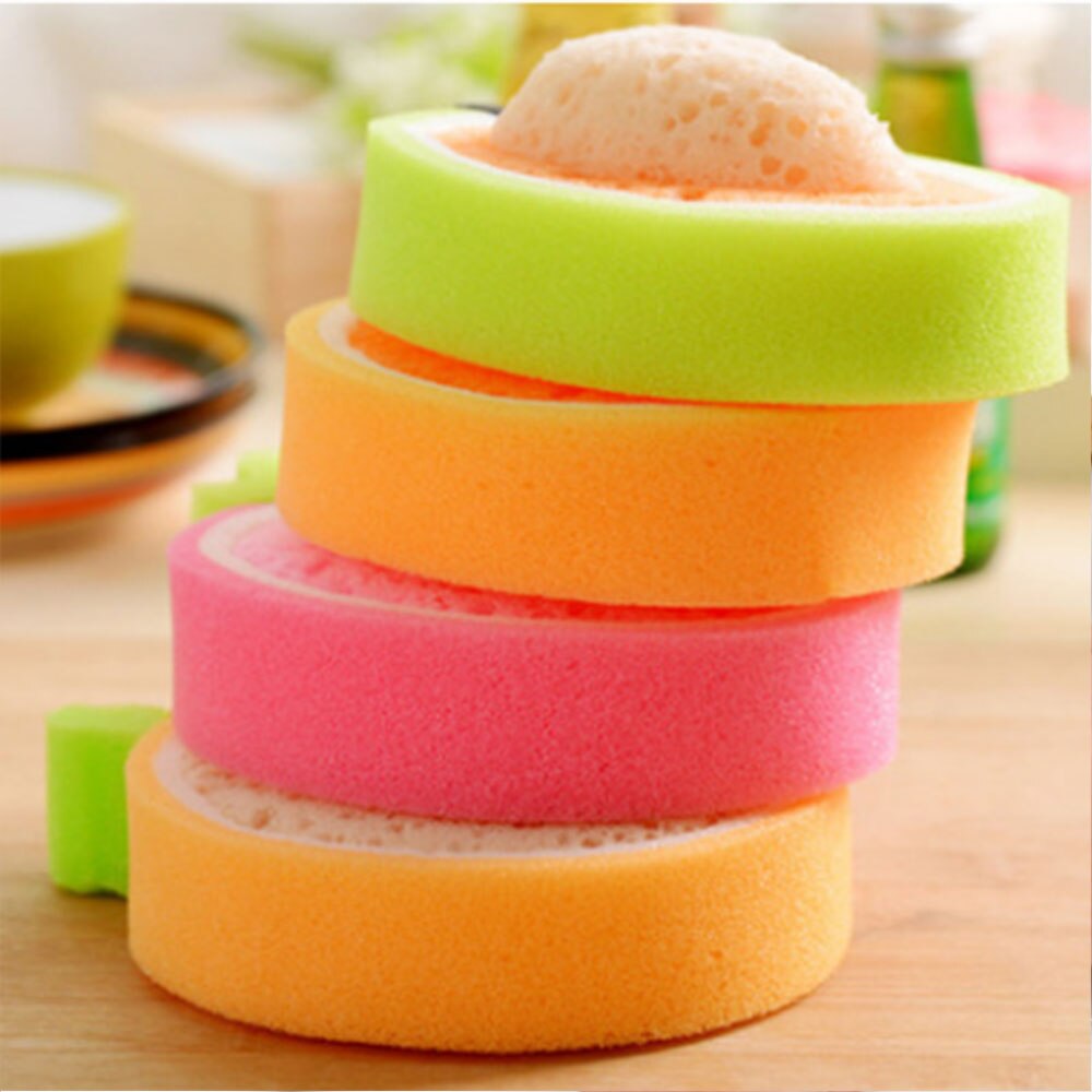 Con forma de fruta trapos de lavado plato toalla espesar almohadilla estropajo esponja paño fregado cocina práctico limpieza paños