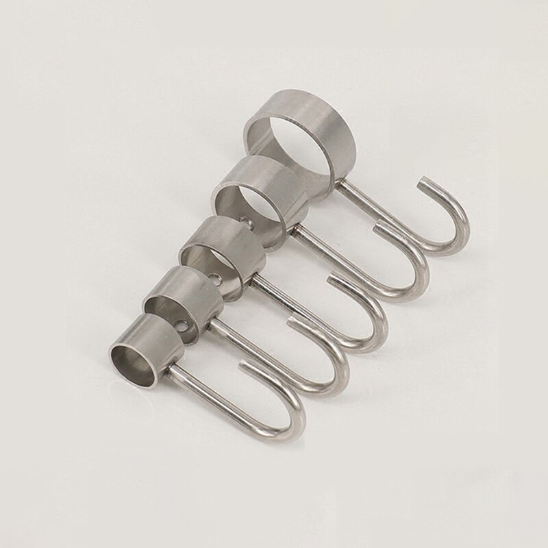 5PC Single J Shape Casing Hanging Hooks Stainless Steel Kitchen Pot Pan Hanger Rack Rail Clothes Storage Holder Organizer