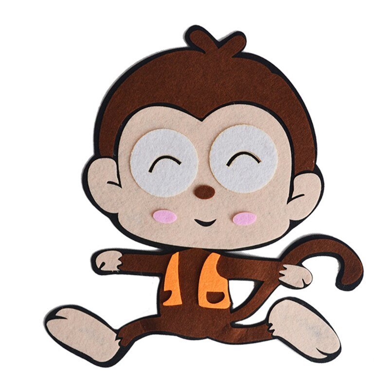 3mm fieltro de corte formas de búho pegatina DIY artesanía decoración de la habitación de los niños adhesivos para pared jardín de infancia decoración manualidad de fieltro Juguetes: Monkey