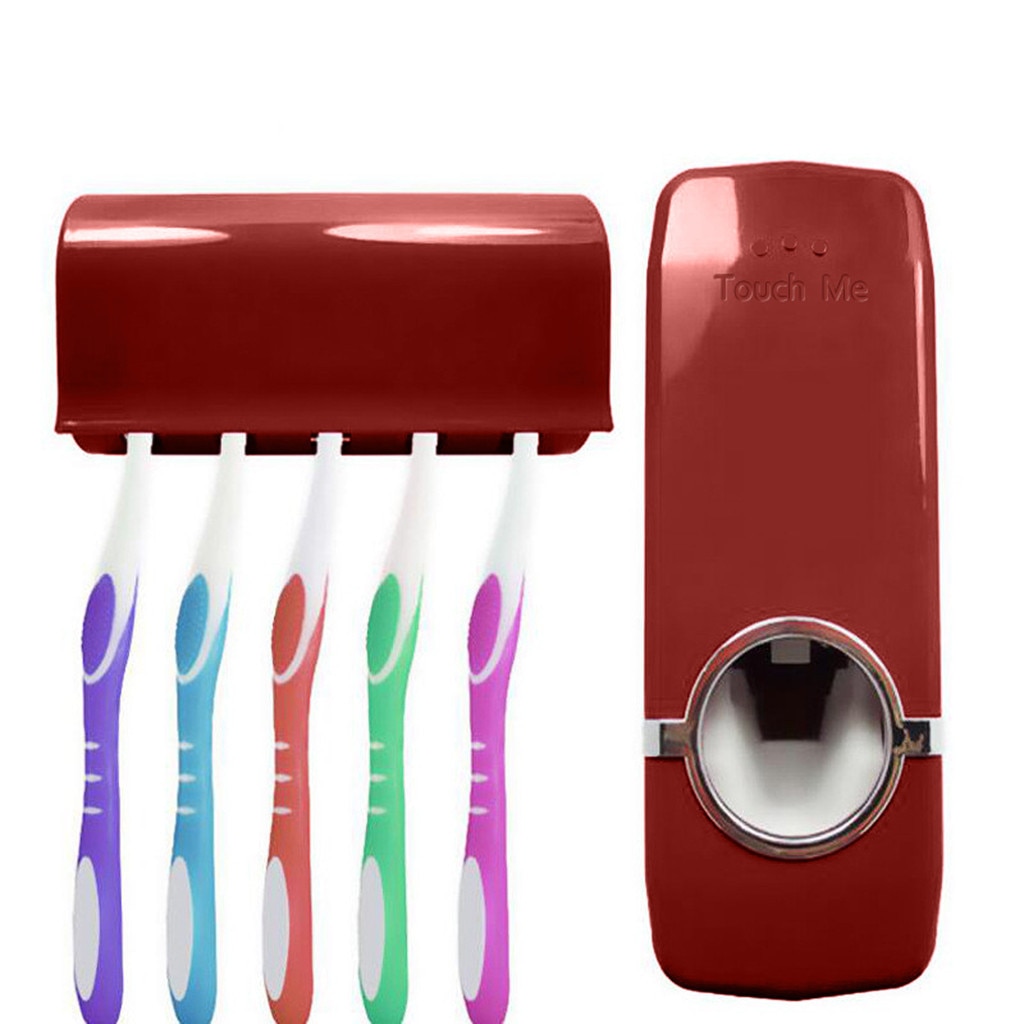 Automatic Toothpaste Dispenser With 5 Toothbrush Holder Set Wall Mount Stand Dispensador De Pasta Dientes Portable Tool