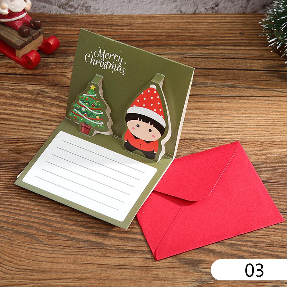 5 Stuks Gelukkig Nieuwjaar Wenskaart Vrolijk Kerstfeest Kaarten Met Envelop Kids Mini Postcard Card Xmas Party: 03
