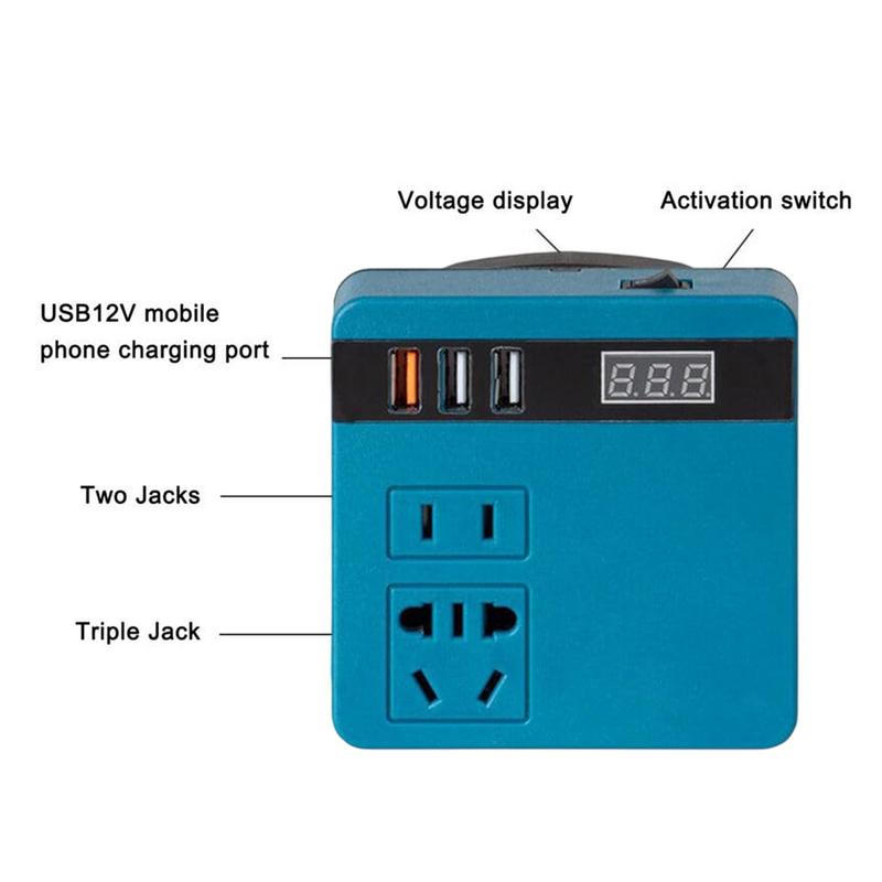 Battery Power Inverter For Makita 18V Li-ion Battery Outdoor Operation Inverter DC 18V to AC 220V Power Station Generator