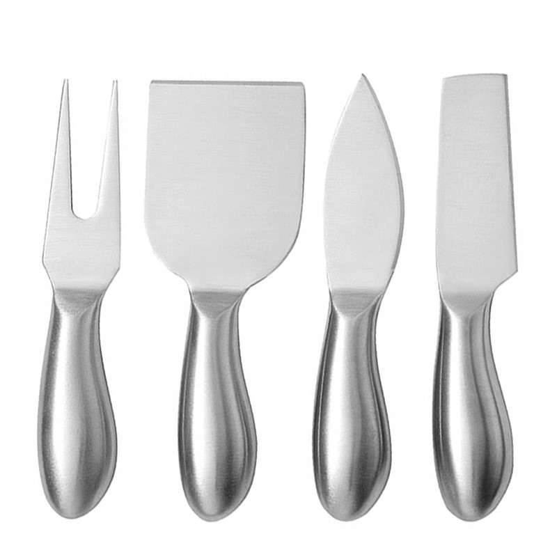 Couverts à fromage Smiley en acier inoxydable, Gadgets de cuisine, Style rétro, outils de cuisson, multifonctionnel, 4 pièces, couteau en argent et en or