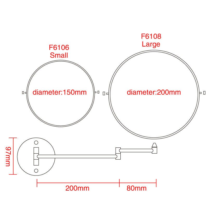 FRAP F6106 en F6108 Wall Mounted Chrome Afgewerkte Badkamer Accessoires Spiegels EEN