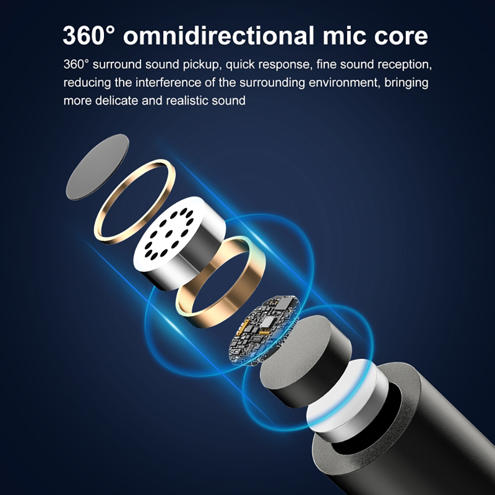 Portable Wireless Lavalier Microphone Clip-on Audio Bluetooth Video Recording Mini for IOS Android