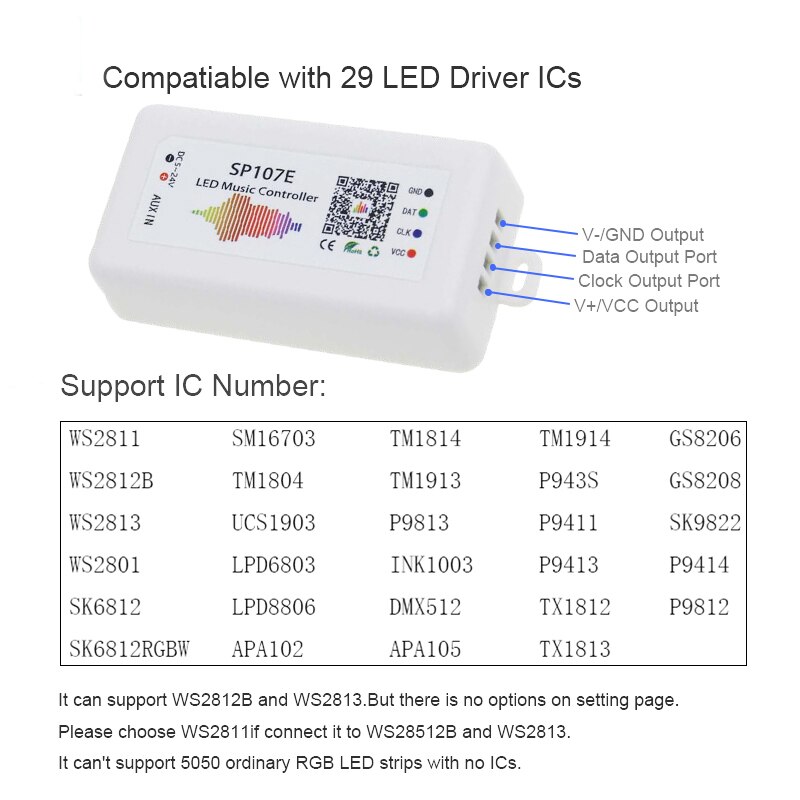 Bluetooth Muziek Controller SP107E Voor WS2812B WS2811Addressable Smart Led Strip Lampphone App Controle Rgb Pixel Licht Controller