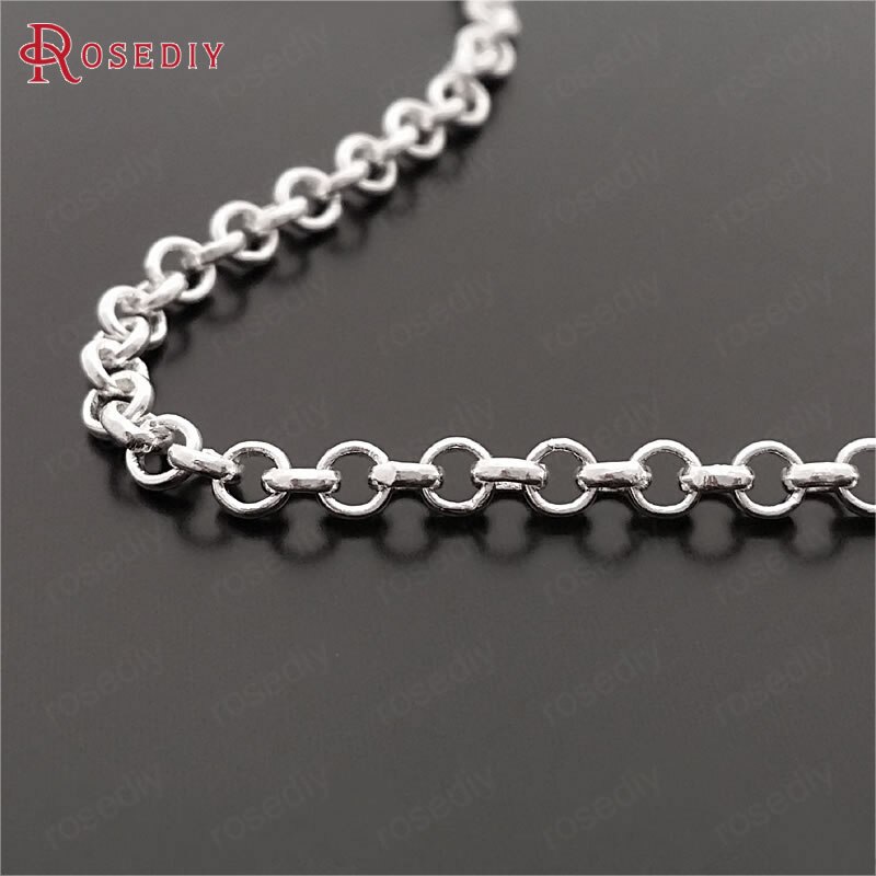 (15900)2 Meters 2MM 3MM 3.8MM Brass Round Link Chains Necklace Chains Jewelry Making Supplies Diy Findings Accessories