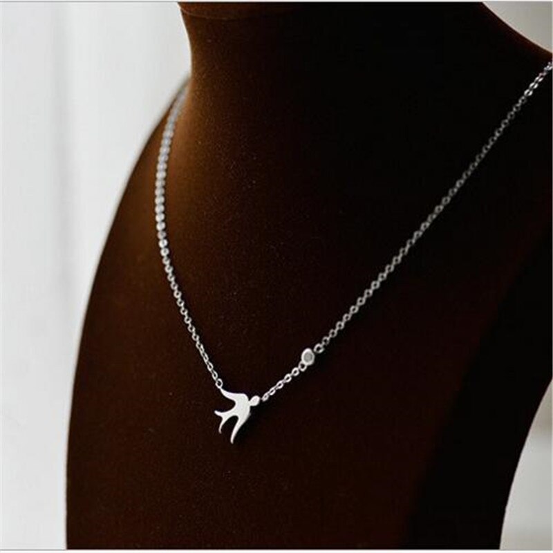 Lulu-porco ornamento pássaro engolir curto 925 prata colar feminino moda pingente ornamentos c009