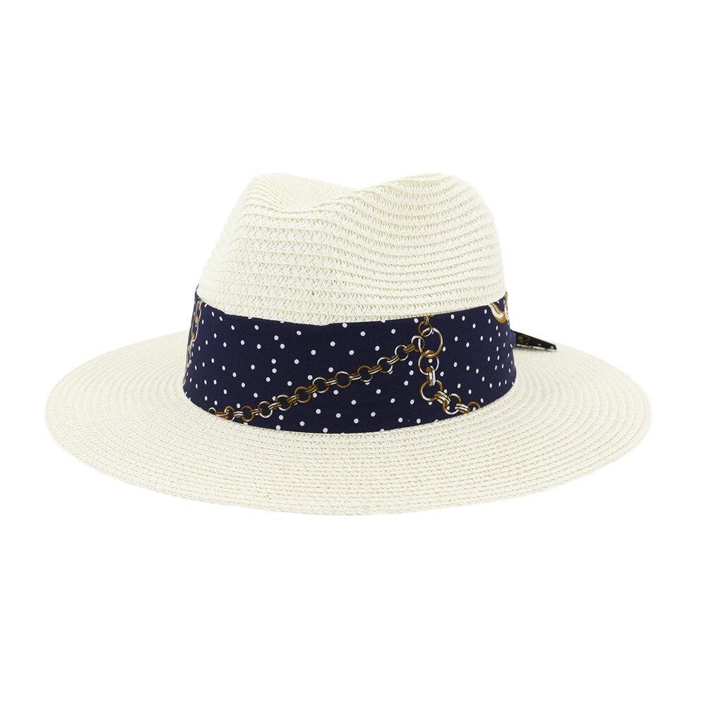 Bauhinia Spring Unisex Travel Cap Vintage Panama Hat Summer Beach Sun: Ivory