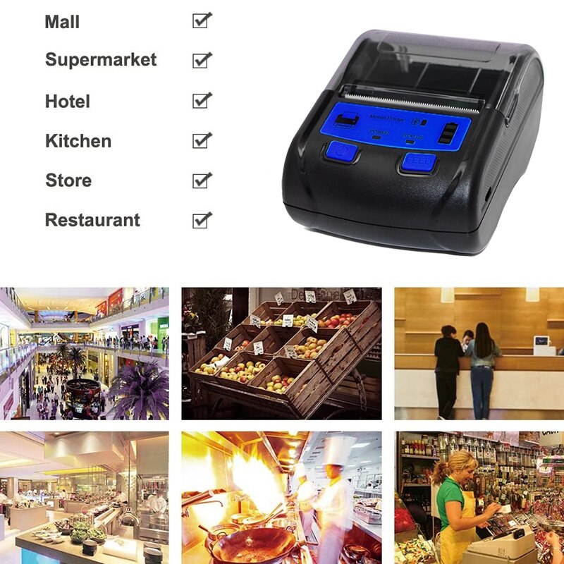 Thermal Receipt Printer 58mm Bluetooth Wireless Label Printer Mobile Phone Printer Receipt Barcode Printer